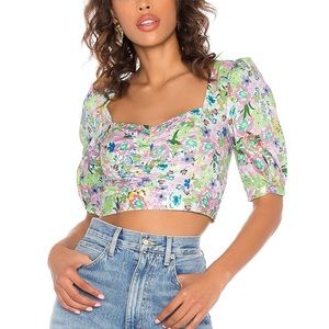 NWT For Love & Lemons Jardine Floral Crop Top - small